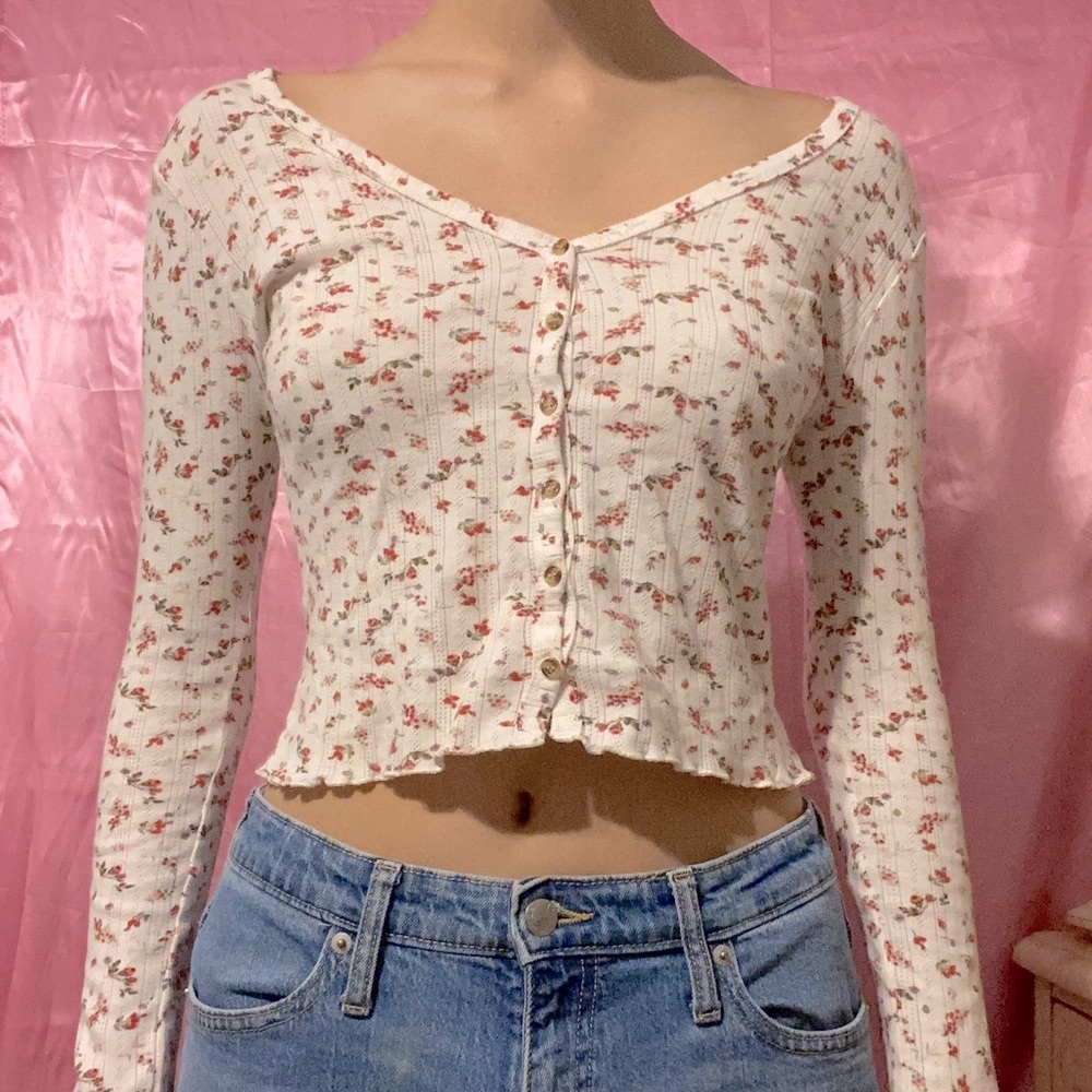 Cottagecore Y2K Red Floral Top